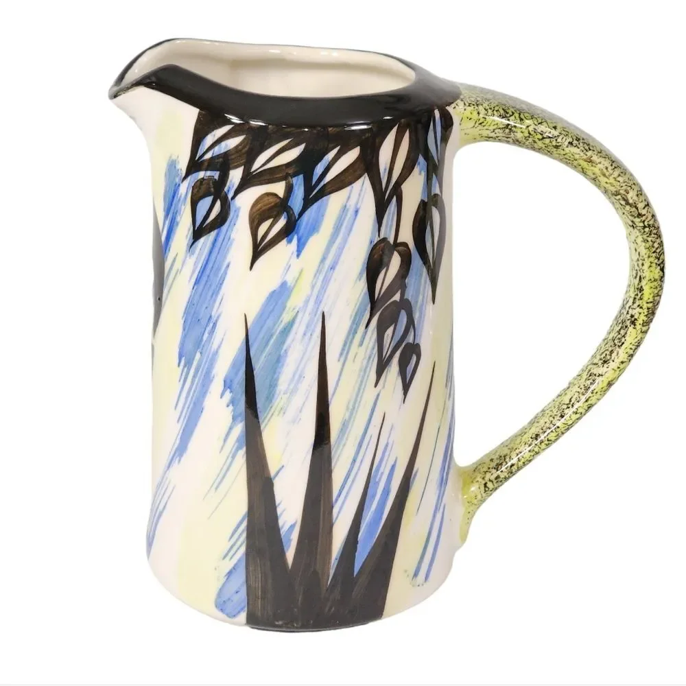 Vintage‎ Evandale Hand-painted Multicolored Porcelain Pitcher Signed Noble 7.5in